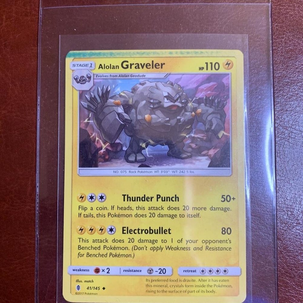 Pokemon Alolan Graveler Guardians Rising 41/145 PRINTING ERROR DEFECT NEAR MINT!